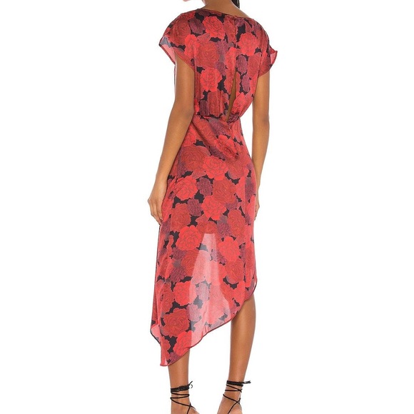 3/$25! L'Academie The Elaina Mini Satin Dress in Red Peony From REVOLVE S - Picture 3 of 14